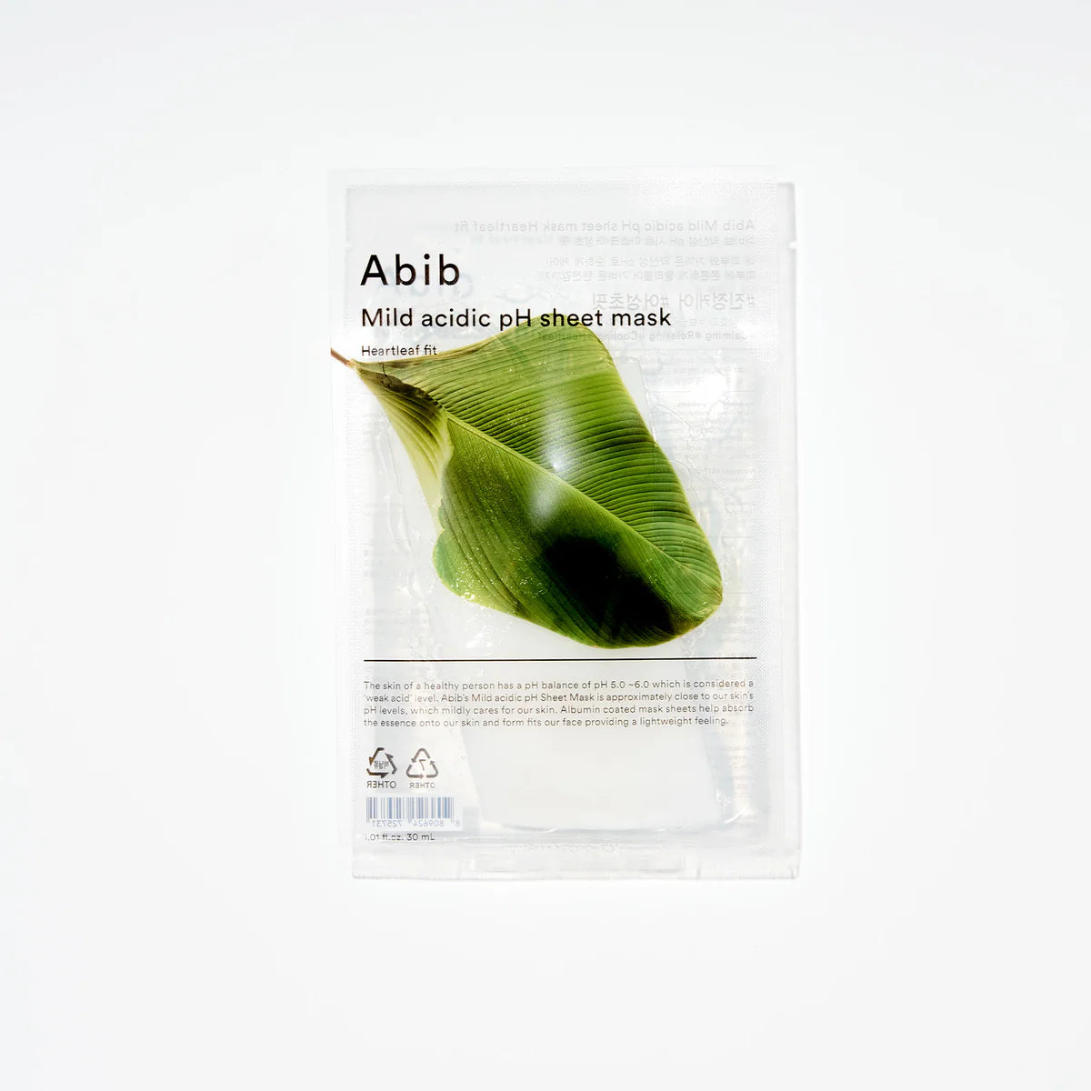 ABIB Mild acidic pH sheet mask Heartleaf Fit - Velvet Vanity