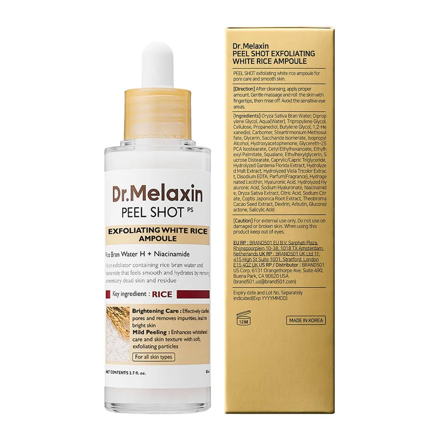 DR.MELAXIN Peel Shot Exfoliant White Rice Ampoule - Velvet Vanity