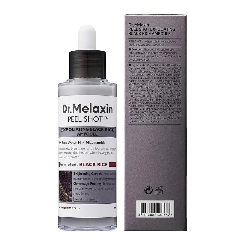 DR.MELAXIN Peel Shot Exfoliant Black Rice Ampoule - Velvet Vanity
